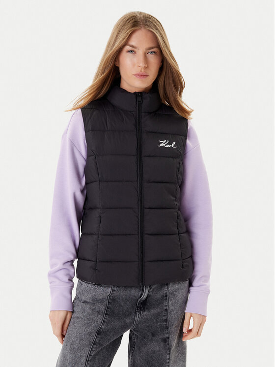 KARL LAGERFELD KARL LAGERFELD Sportovní vesta A1W15048 Černá Regular Fit