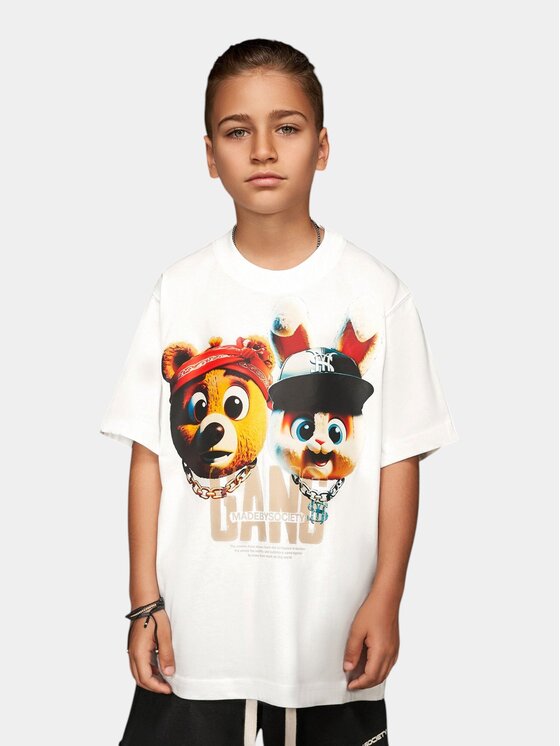 Nobrand Nobrand T-Shirt Tricou “Gang Characters” - T36526 Biały Basic Fit
