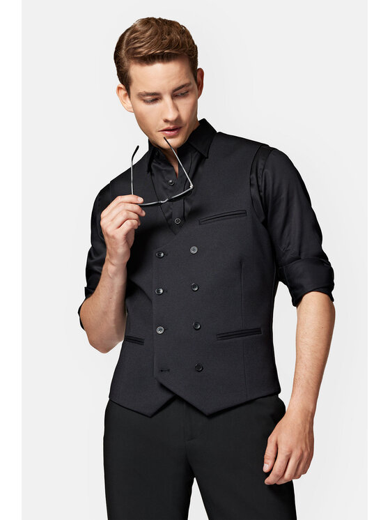 Lancerto Lancerto Kamizelka Hawick KA131223000004 Czarny Slim Fit