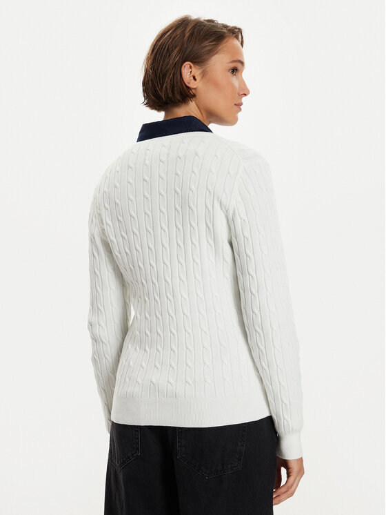 Gant Gant Pletena jopica 4800103 Bela Slim Fit