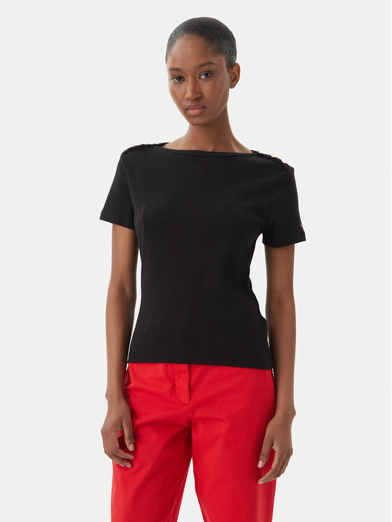 Tommy Hilfiger Tommy Hilfiger Тишърт WW0WW49250 Черен Slim Fit