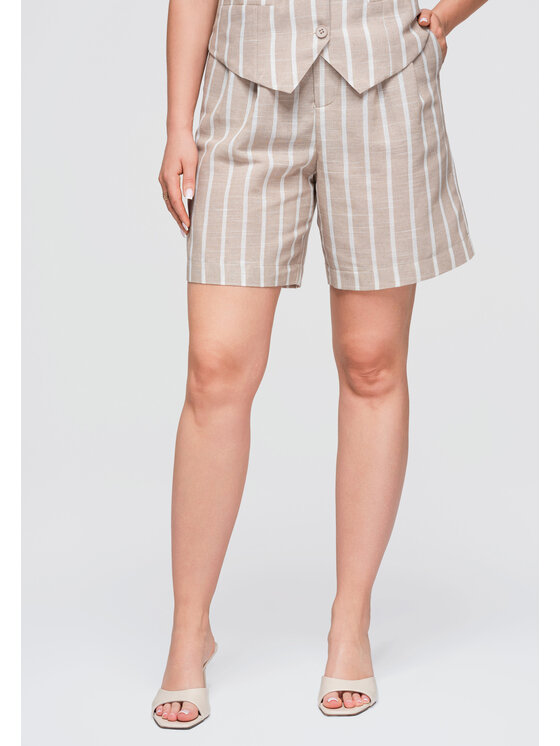 Ombre Ombre Szorty materiałowe OW-ST-E0017 Beżowy Relaxed Fit