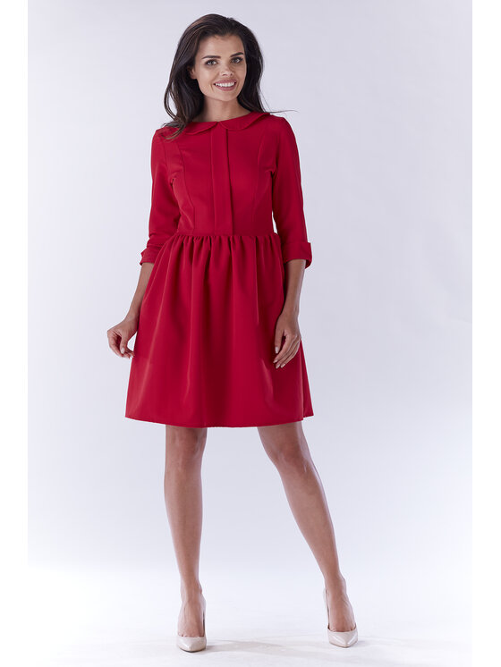Awama Awama Sukienka codzienna A183 Czerwony Basic Fit