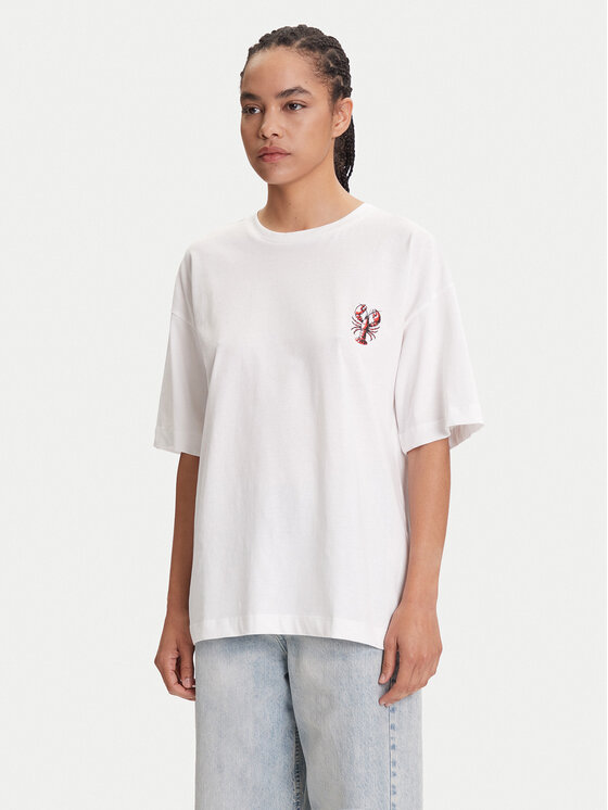 Pieces Pieces T-Shirt Tobster 17160811 Bílá Oversize