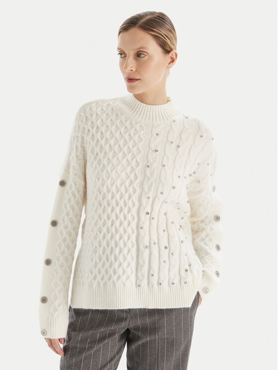 Fracomina Fracomina Rollkragenpullover FR25WT7037K47101 Écru Relaxed Fit