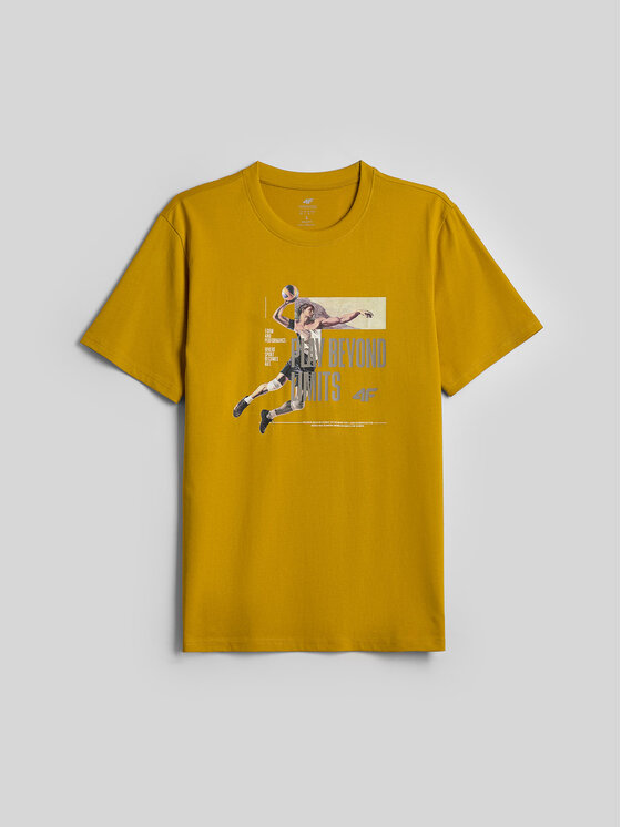 4F 4F T-Shirt STUDIO 4F Żółty Regular Fit