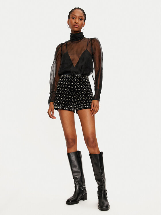 TWINSET TWINSET Šortky z materiálu 242TT2242 Černá Slim Fit