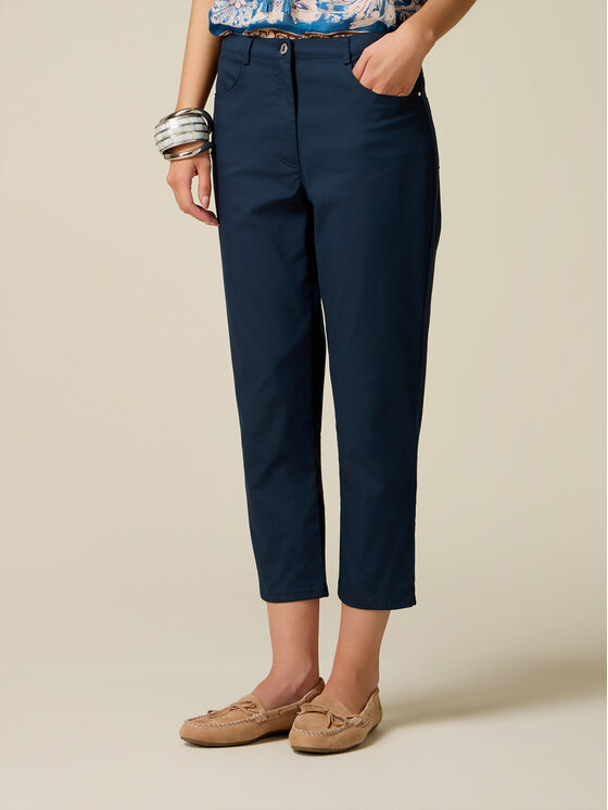 Oltre Oltre Pantaloni di tessuto P737R009311N034 Blu Cropp Fit