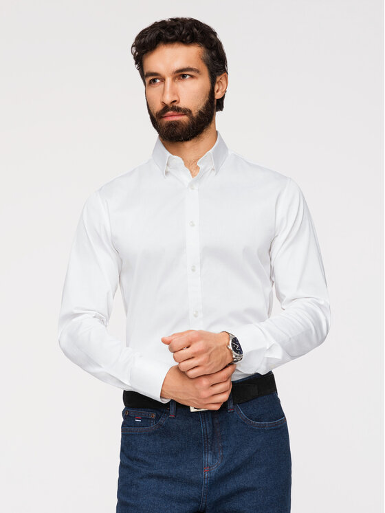 Ombre Ombre Koszula OM-SHOS-0211 Biały Slim Fit