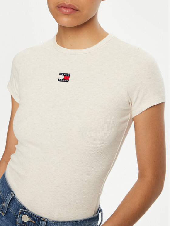 Tommy Jeans Tommy Jeans T-krekls DW0DW20463 Bēšs Slim Fit