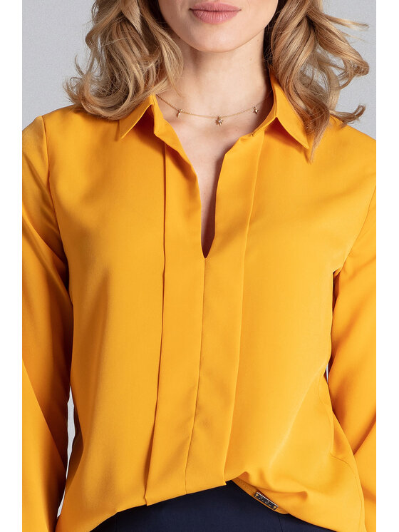 FIGL FIGL Koszula M621 Żółty Loose Fit
