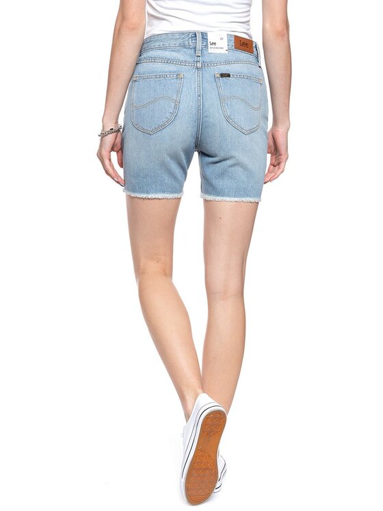 Lee Lee Szorty jeansowe BOYFRIEND Niebieski Loose Fit