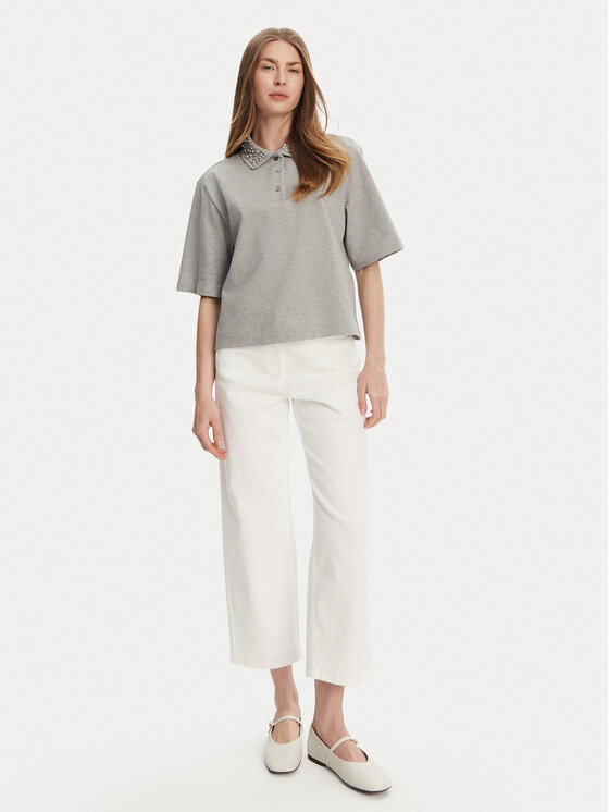 Marella Marella Тениска с яка и копчета Gonzaga 2513951014 Сив Relaxed Fit