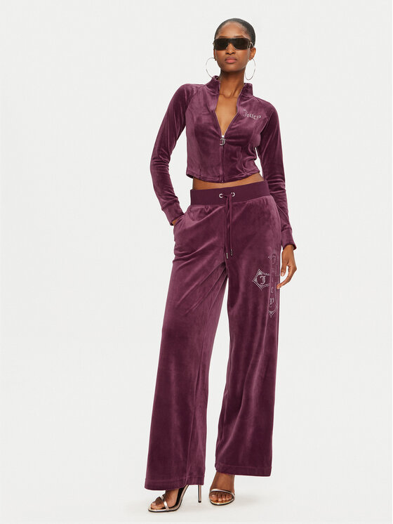 Juicy Couture Juicy Couture Spodnji del trenirke Jerry Cross JCBBJ224833 Bordo rdeča Wide Leg