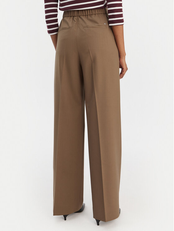 Tommy Hilfiger Tommy Hilfiger Hlače iz tkanine Timeless WW0WW48801 Bež Wide Leg