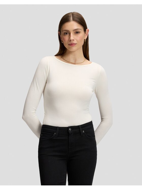 Lee Lee T-Shirt LS BOAT NECK TEE Biały Slim Fit