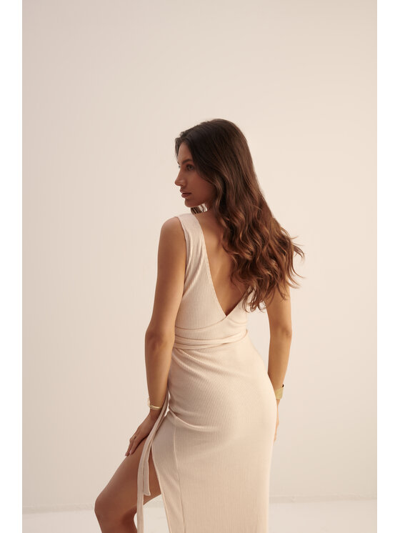 Hottie Hot Hottie Hot Sukienka letnia BEA Beżowy Slim Fit