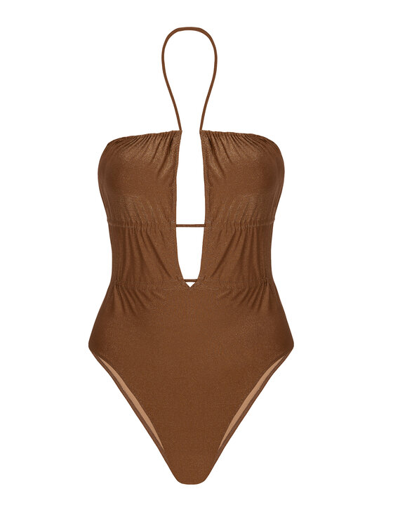 Miss Lou Miss Lou Costume da bagno J-LG1-B Marrone
