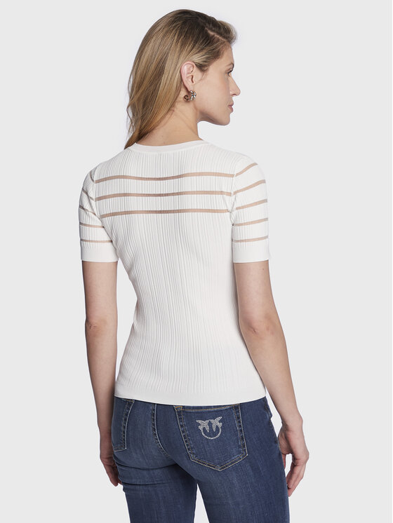 PINKO Pinko Μπλουζάκι Seaborgio 100412 A0LB Λευκό Slim Fit