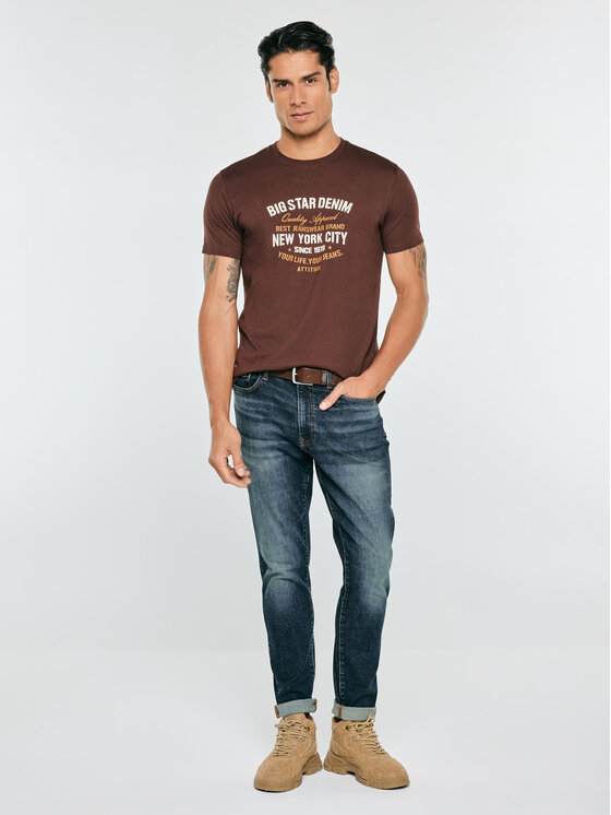 BIG STAR BIG STAR T-Shirt NEVISSER Brązowy Basic Fit