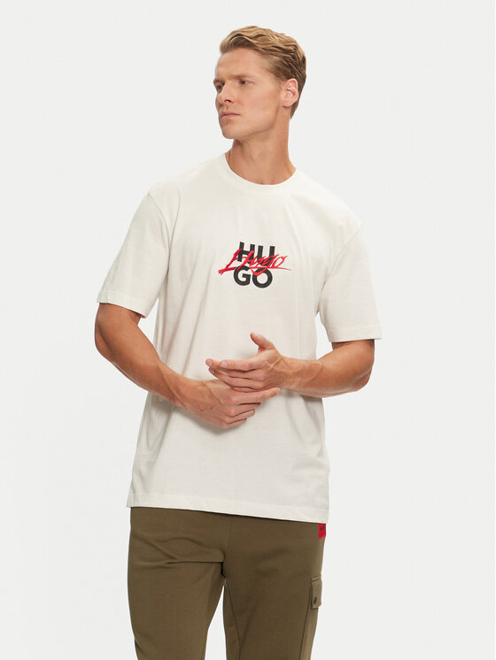 HUGO Hugo Majica Dlongny 50521076 Écru Relaxed Fit