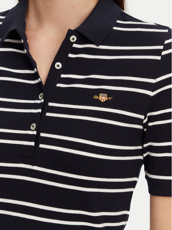 Gant Gant Vsakodnevna obleka Striped Shield 4200571 Mornarsko modra Slim Fit
