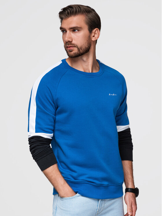 Ombre Ombre Mikina OM-SSNZ-22FW-003 Modrá Regular Fit
