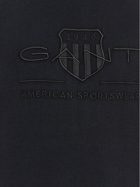 Gant Gant T-Shirt Reg Tonal Shield Ss 2003140 Czarny Regular Fit