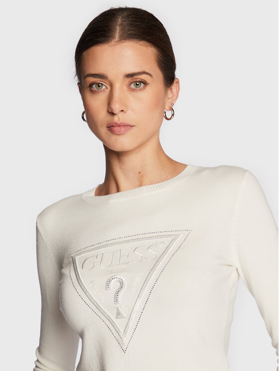 Guess Guess Megztinis W3RR48 Z2NQ2 Écru Slim Fit