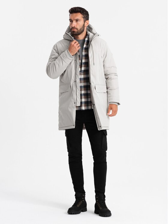 Ombre Ombre Parka OM-JALJ-0166 Biały Regular Fit