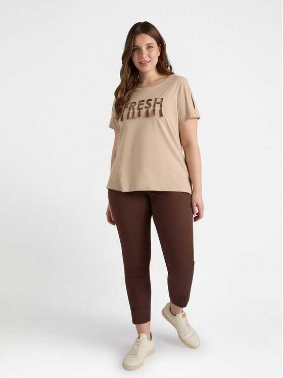 Fiorella Rubino Fiorella Rubino T-Shirt G200L008505N002 Beżowy Regular Fit