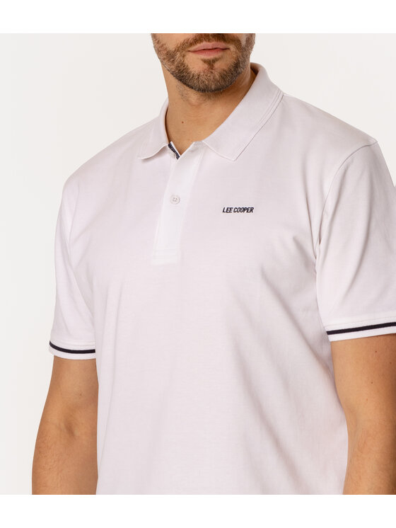 Lee Cooper Lee Cooper Polo TOMM 5026 Biały Regular Fit
