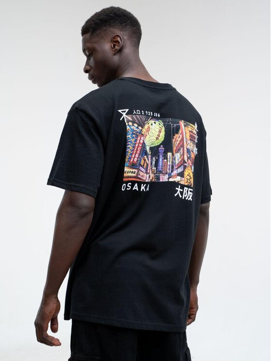 MyStars MyStars T-Shirt Koszulka Z Krótkim Rękawem Oversize Męska Czarna MyStars Osaka XL Czarny Oversize