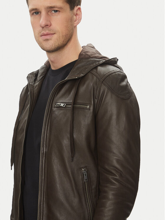 Serge Pariente Serge Pariente Lederjacke Ondo Braun Regular Fit