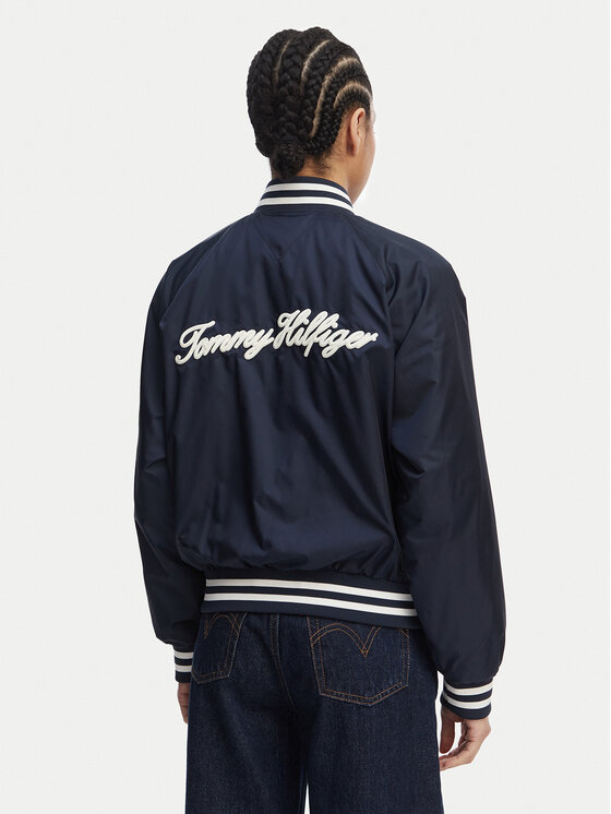 Tommy Hilfiger Tommy Hilfiger Bomber Logo Appliqué WW0WW48618 Blu scuro Regular Fit