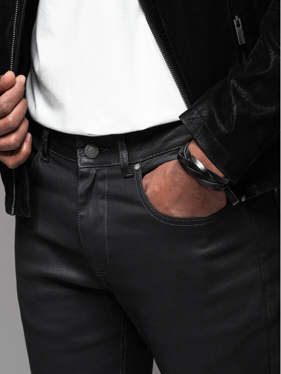 Ombre Ombre Jeansy OM-PADP-0149 Czarny Slim Fit