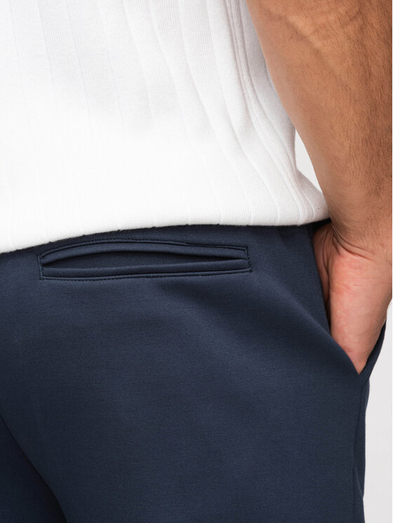 Ombre Ombre Szorty materiałowe OM-SRBC-0153 Granatowy Regular Fit