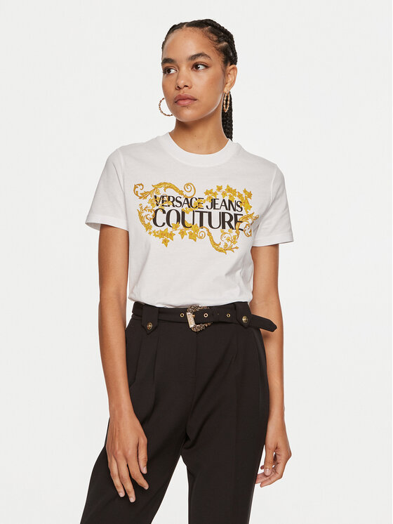 Versace Jeans Couture Versace Jeans Couture Marškinėliai 77HAHE05 CJ00E Balta Regular Fit