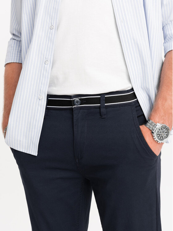 Ombre Ombre Chinosy OM-PACP-0118 Granatowy Regular Fit