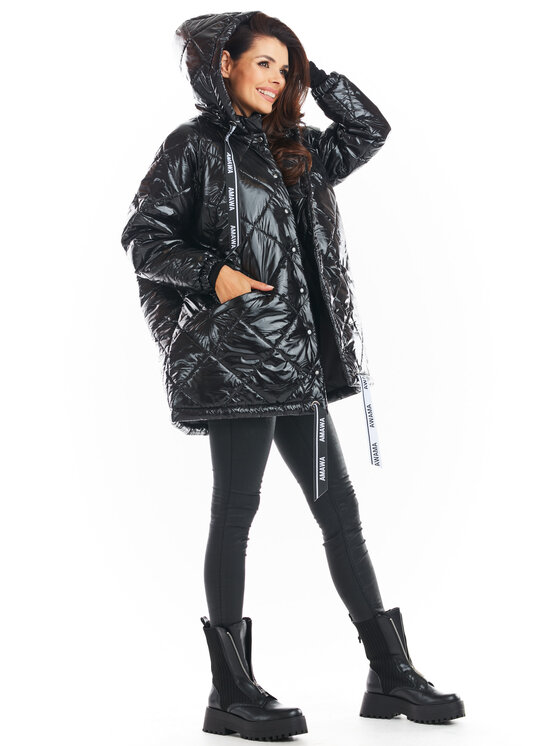 Awama Awama Kurtka damska A385 Czarny Basic Fit