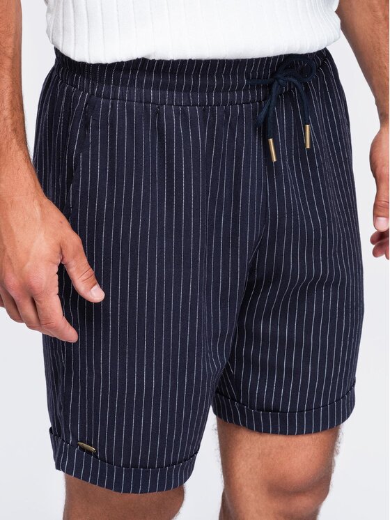 Ombre Ombre Szorty materiałowe OM-SRCS-0208 Granatowy Regular Fit