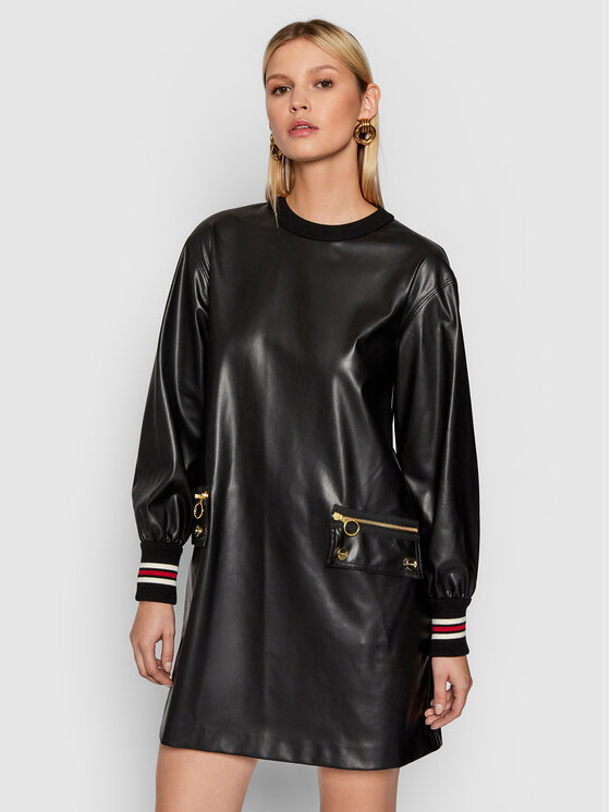 Iceberg Rochie din imitație de piele 21II2P0H1312829 Negru Regular Fit