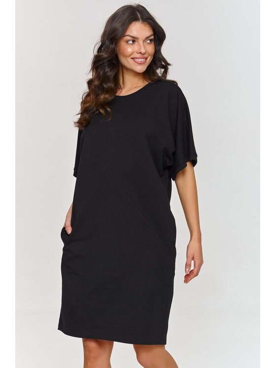 Makadamia Makadamia Sukienka codzienna M864 Czarny Comfortable Fit