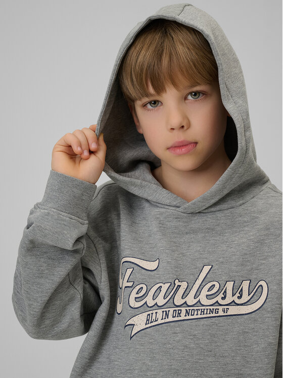 4F 4F Bluza CAMPUS VIBES Szary jasny Loose Fit