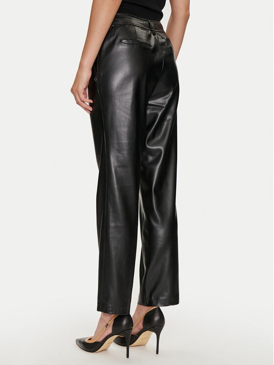 Guess Guess Hlače od imitacije kože Lia W4YB18 WF8Q0 Crna Regular Fit