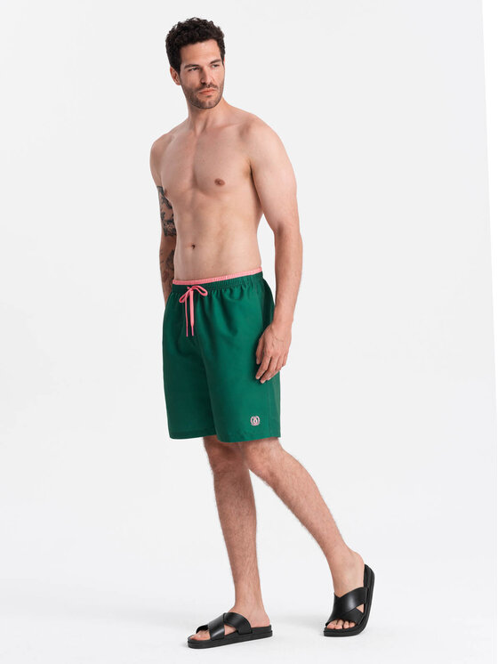 Ombre Ombre Plavecké šortky OM-SRBS-0141 Zelená Regular Fit