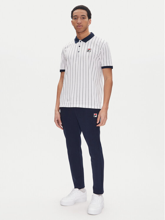 Fila Fila Тениска с яка и копчета Linter FAM0923 Бял Regular Fit
