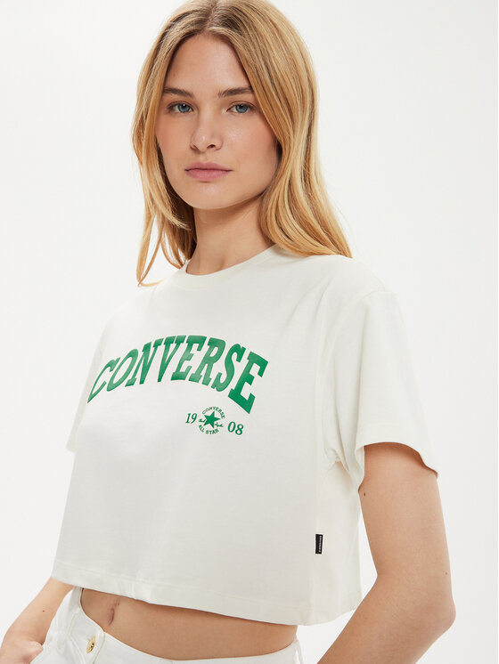 Converse Converse T-krekls W Retro Chuck Cropped Tee 10027151-A03 Écru Regular Fit