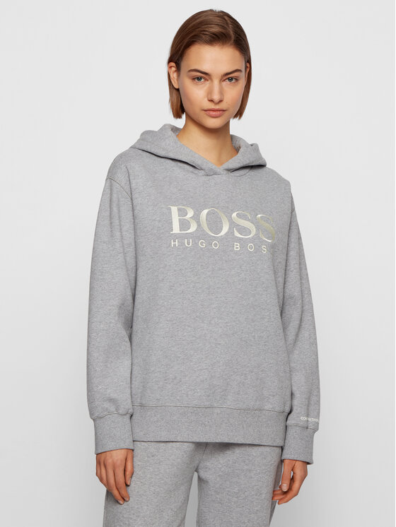 Boss Majica Dugih Rukava C_Edelight_Active 50457385 Siva Relaxed Fit