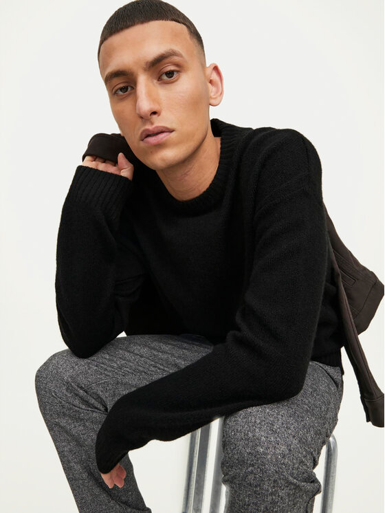 Jack & Jones Jack & Jones Sweter Rollie 12215468 Czarny Relaxed Fit